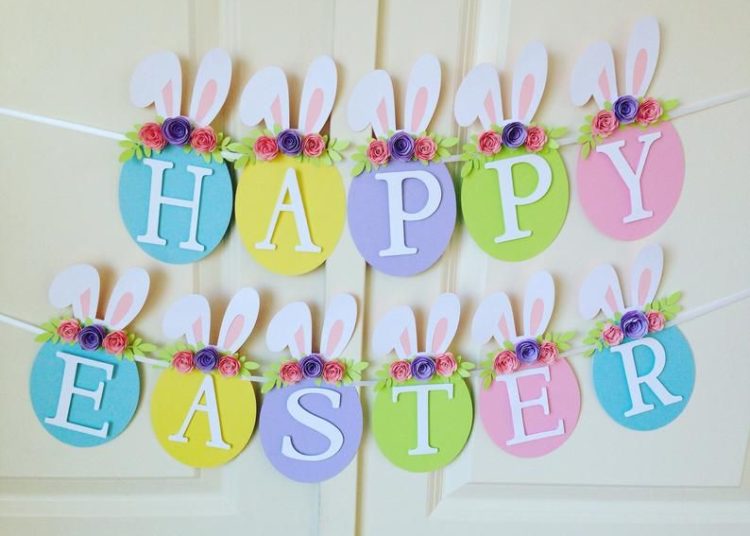 Floral Happy Easter Egg Banner | Etsy