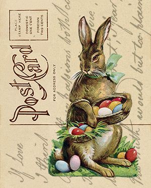 Free Printable Easter Bunny Postcard Art - Ella Claire &Amp; Co.