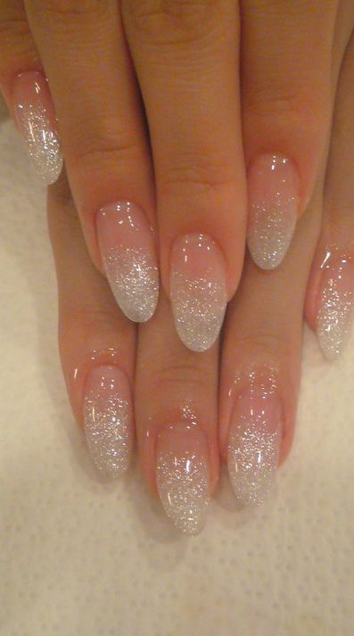 French Tip Nails Glitter Nude Winter Nails January Nails, Valentines Day Nails