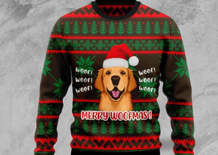 Golden Retriever Woofmas Ugly Christmas Sweater For Men Women