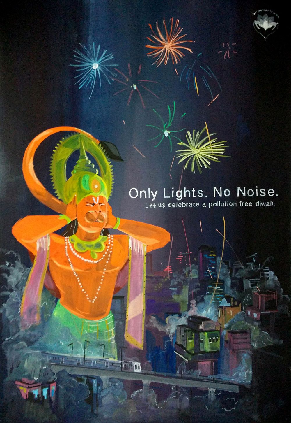 Happy Diwali 2021 Simple Noise Free Awareness Drawing Poster