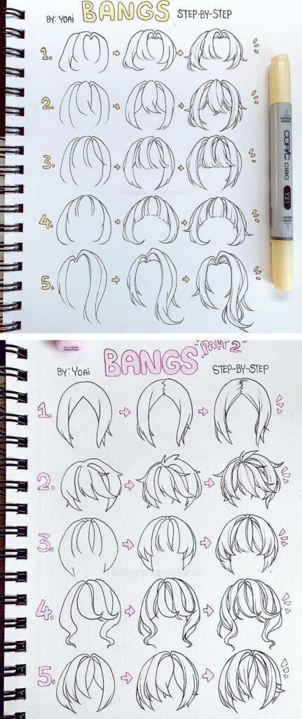 How To Draw Hair And How To Draw Bangs With These Simple Tutorials