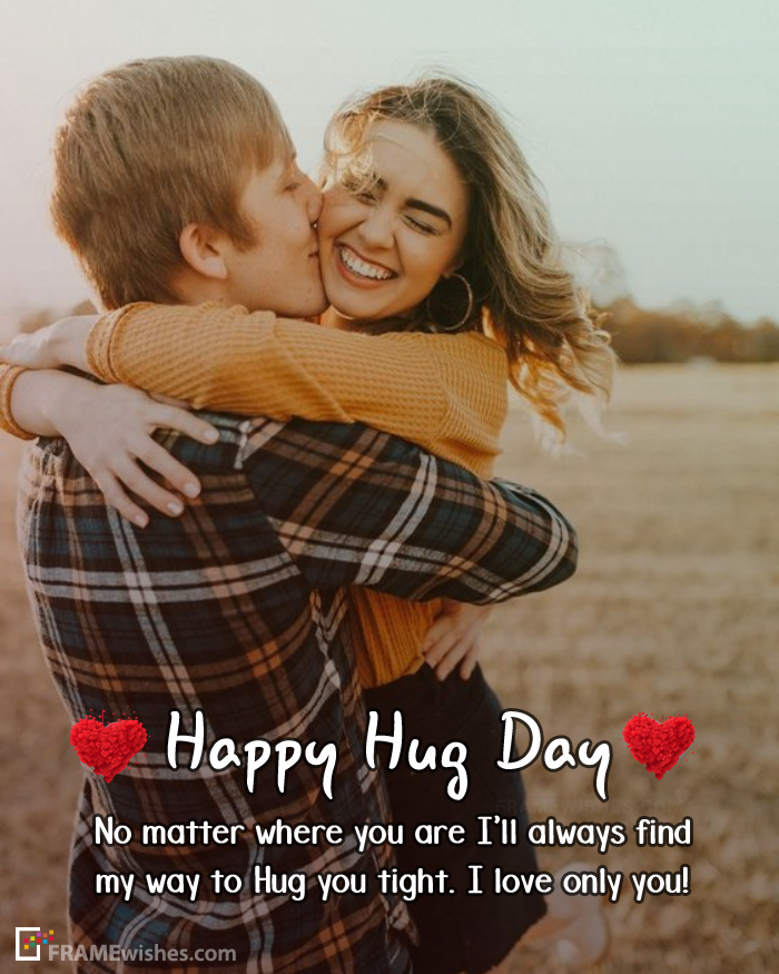 Hug Day Frame For Couple Photos