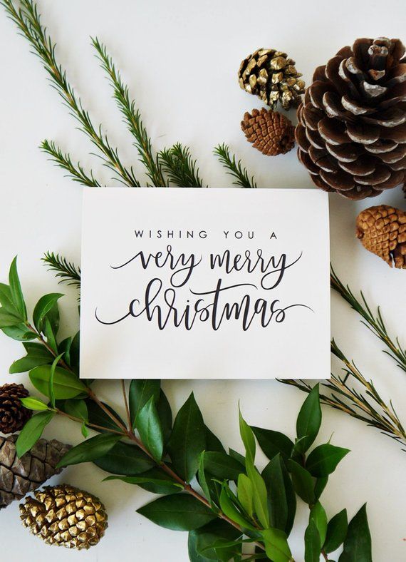 Items Similar To Christmas Card / Wishing You A Very Merry Christmas / Holiday Card / Hand Lettering/ A2 / Blank / Charitable Donation On Etsy