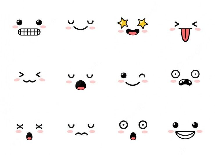 Premium Vector | Collection Of Sweet Kawaii Emoticon Emoji.