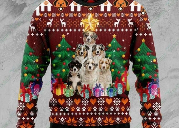 Shepherd Pine Ugly Sweater, Australian Christmas Gift, Ugly Christmas Sweaters F