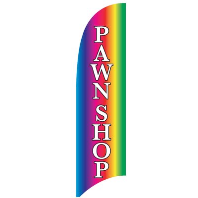 Victory Corps Pawn Shop Piece Polyester Feather Flag Set Color Rainbow Background With White Text 3, Size 177 H X 36 W Image